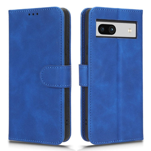 For Google Pixel 7a Skin-Touch Feeling PU Leather Flip Wallet Case Full Protection Anti-Wear Cell Phone Cover Stand - Blue