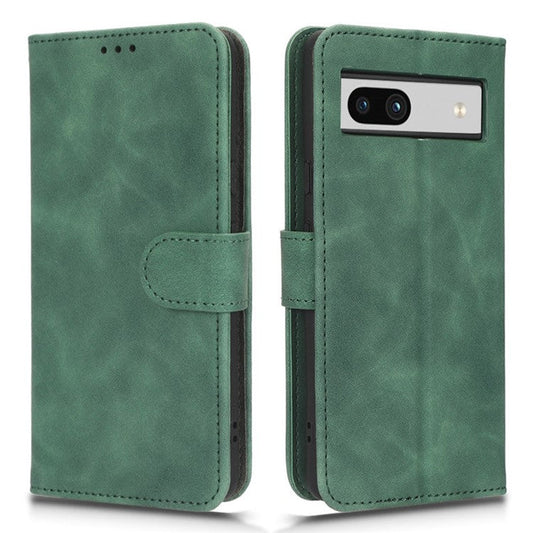 For Google Pixel 7a Skin-Touch Feeling PU Leather Flip Wallet Case Full Protection Anti-Wear Cell Phone Cover Stand - Green