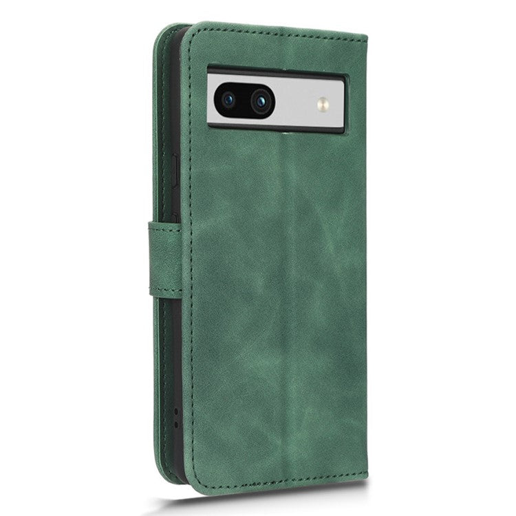 For Google Pixel 7a Skin-Touch Feeling PU Leather Flip Wallet Case Full Protection Anti-Wear Cell Phone Cover Stand - Green