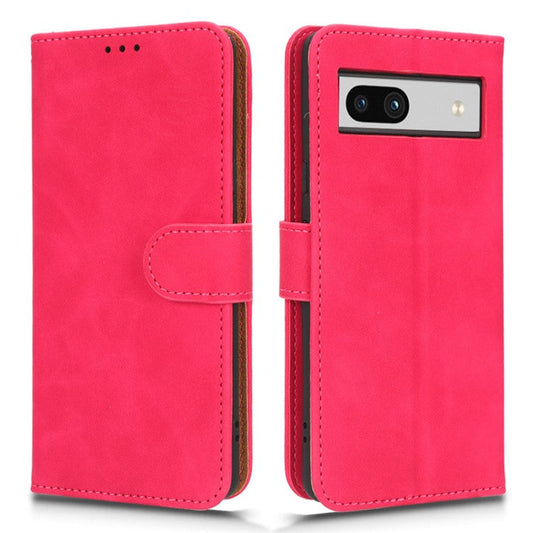 For Google Pixel 7a Skin-Touch Feeling PU Leather Flip Wallet Case Full Protection Anti-Wear Cell Phone Cover Stand - Rose