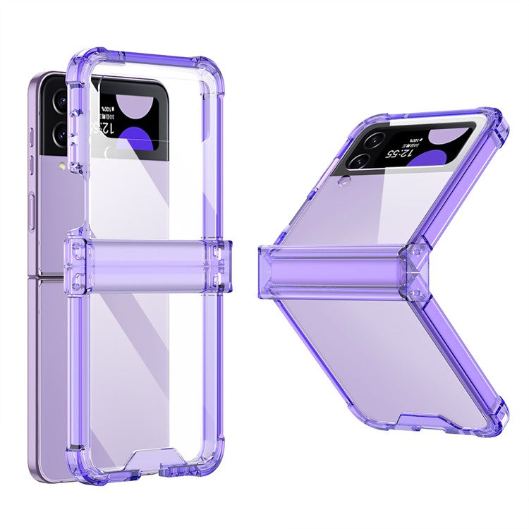 GKK For Samsung Galaxy Z Flip3 5G Hinge Protection Clear Phone Case Soft TPU Reinforced Corners Shockproof Anti-Drop Cover - Transparent Purple