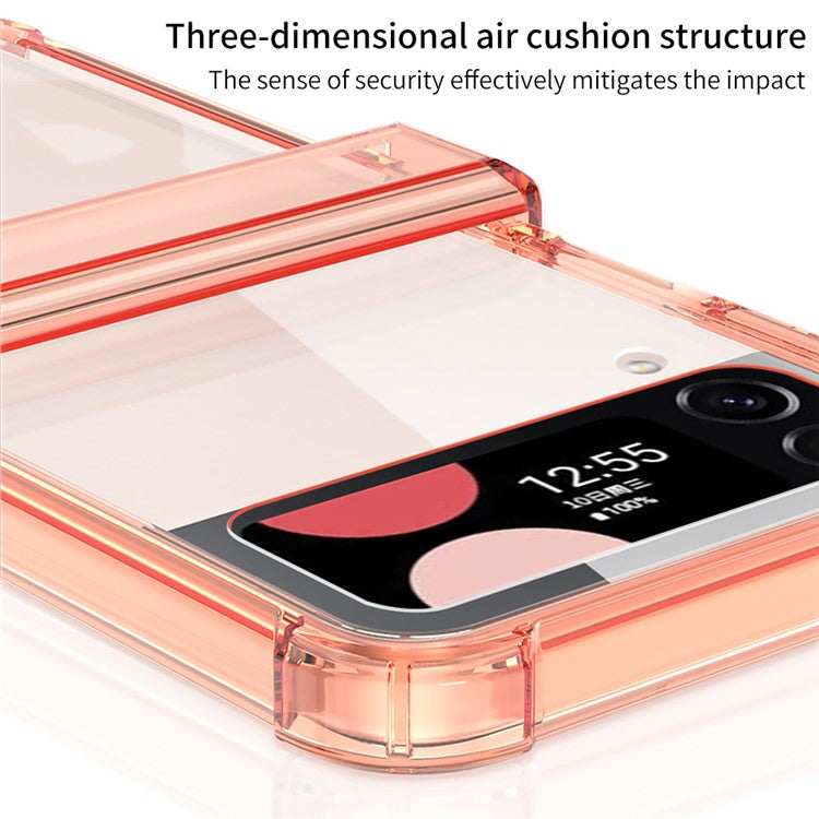 GKK For Samsung Galaxy Z Flip3 5G Hinge Protection Clear Phone Case Soft TPU Reinforced Corners Shockproof Anti-Drop Cover - Transparent Purple