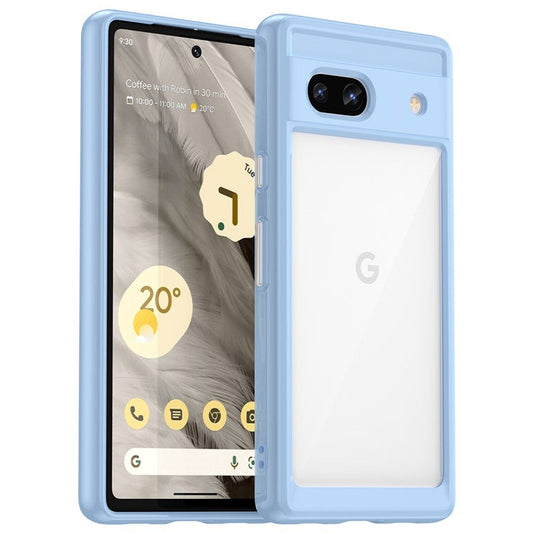 For Google Pixel 7a Phone Case, TPU Bumper+Acrylic Back Shell Shock-absorbing Protective Cover - Blue