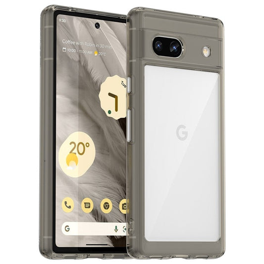 For Google Pixel 7a Phone Case, TPU Bumper+Acrylic Back Shell Shock-absorbing Protective Cover - Transparent Grey