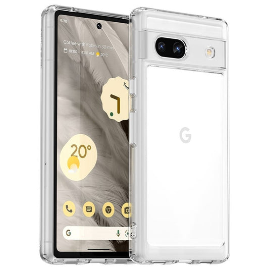 For Google Pixel 7a Phone Case, TPU Bumper+Acrylic Back Shell Shock-absorbing Protective Cover - Transparent