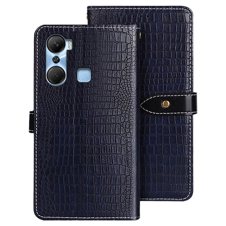 IDEWEI For Infinix Hot 12 Pro 4G Crocodile Texture PU Leather Viewing Stand Phone Flip Wallet Case Magnetic Clasp Phone Cover - Blue