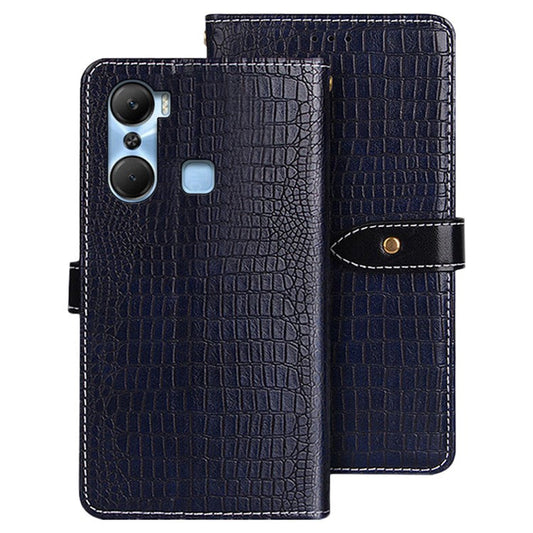 IDEWEI For Infinix Hot 12 Pro 4G Crocodile Texture PU Leather Viewing Stand Phone Flip Wallet Case Magnetic Clasp Phone Cover - Blue