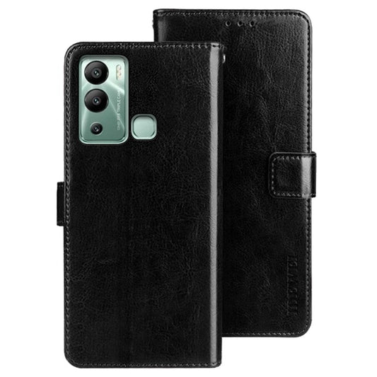 IDEWEI For Infinix Hot 12i 4G  PU Leather Flip Phone Cover Case Stand Crazy Horse Texture Wallet Shell - Black