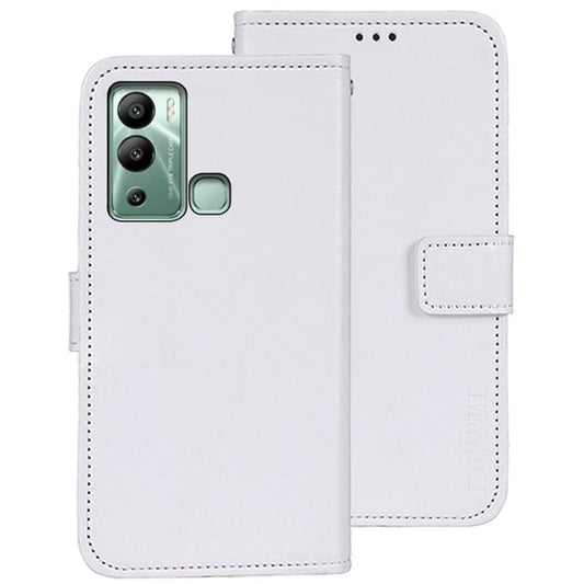 IDEWEI For Infinix Hot 12i 4G PU Leather Flip Phone Cover Case Stand Crazy Horse Texture Wallet Shell - White
