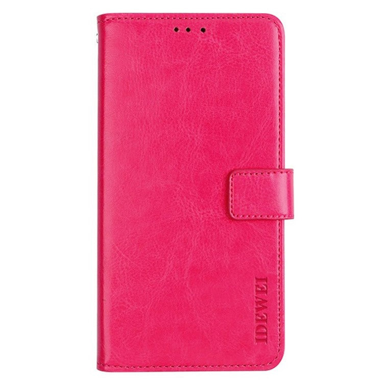 IDEWEI For Infinix Hot 12i 4G PU Leather Flip Phone Cover Case Stand Crazy Horse Texture Wallet Shell - Rose