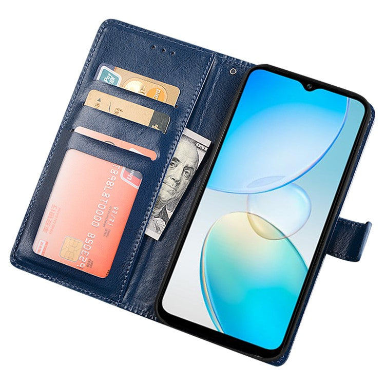 IDEWEI For Infinix Hot 12i 4G Crazy Horse Texture Well-Protected PU Leather Phone Case Folio Flip Viewing Stand Wallet Cover - Red