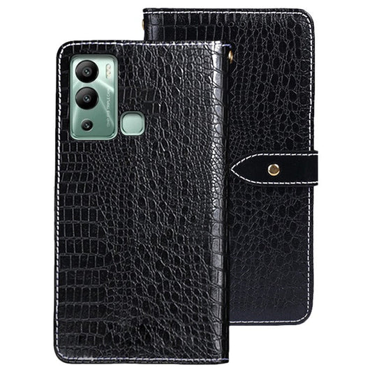 IDEWEI For Infinix Hot 12i 4G Crocodile Texture PU Leather Stand Full Protection Phone Flip Wallet Case Magnetic Clasp Phone Cover - Black