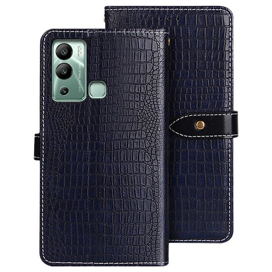IDEWEI For Infinix Hot 12i 4G Crocodile Texture PU Leather Stand Full Protection Phone Flip Wallet Case Magnetic Clasp Phone Cover - Blue