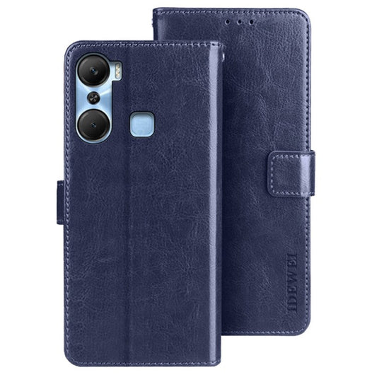 IDEWEI For Infinix Hot 12 Pro 4G PU Leather Flip Phone Cover Case Stand Crazy Horse Texture Wallet Shell - Dark Blue