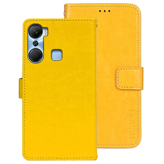 IDEWEI For Infinix Hot 12 Pro 4G PU Leather Flip Phone Cover Case Stand Crazy Horse Texture Wallet Shell - Yellow