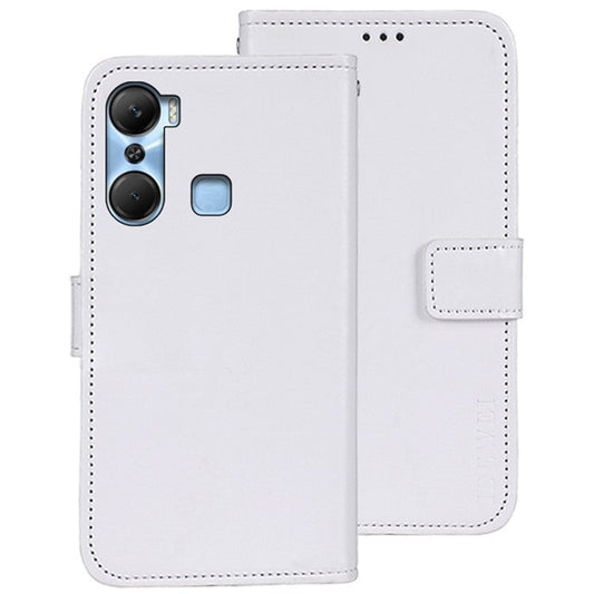 IDEWEI For Infinix Hot 12 Pro 4G PU Leather Flip Phone Cover Case Stand Crazy Horse Texture Wallet Shell - White
