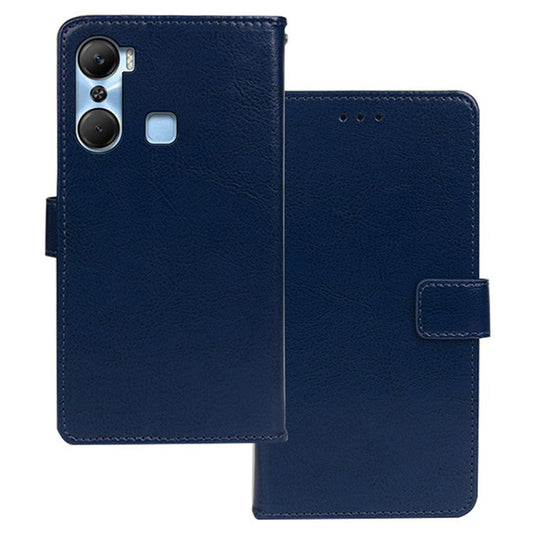IDEWEI For Infinix Hot 12 Pro 4G Crazy Horse Texture Fully Wrapped PU Leather Phone Case Folio Flip Stand Wallet Cover - Blue