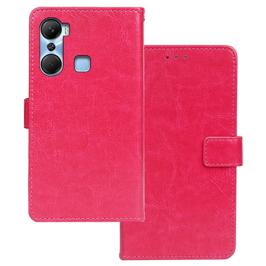 IDEWEI For Infinix Hot 12 Pro 4G Crazy Horse Texture Fully Wrapped PU Leather Phone Case Folio Flip Stand Wallet Cover - Rose