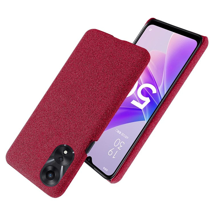 Ultra Slim Smartphone Case For Oppo A58 5G, Anti-fall Solid Color Hard PC Cloth Texture Protective Phone Cover - Red