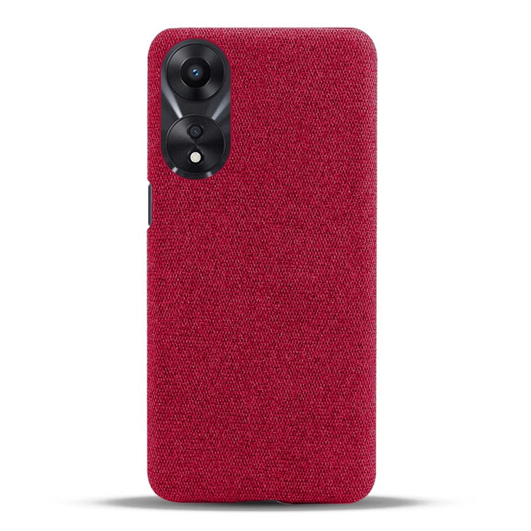 Ultra Slim Smartphone Case For Oppo A58 5G, Anti-fall Solid Color Hard PC Cloth Texture Protective Phone Cover - Red