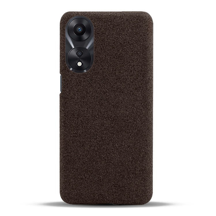 Ultra Slim Smartphone Case For Oppo A58 5G, Anti-fall Solid Color Hard PC Cloth Texture Protective Phone Cover - Brown