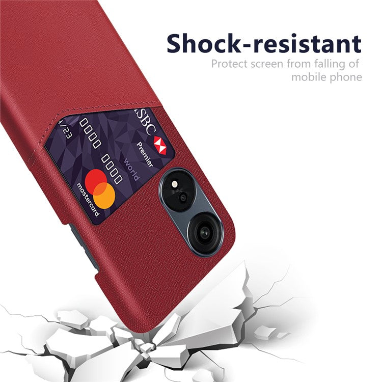 Smartphone Case For Oppo A1 Pro 5G / Reno8 T 5G, Cloth Texture PU Leather Coated Hard PC Phone Back Cover with Card Slot - Red