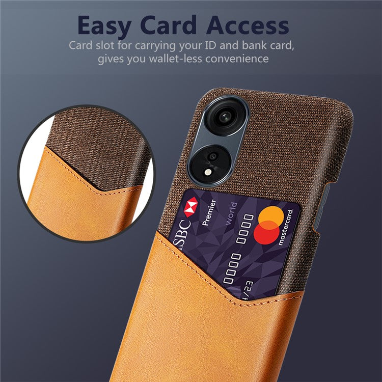 Smartphone Case For Oppo A1 Pro 5G / Reno8 T 5G, Cloth Texture PU Leather Coated Hard PC Phone Back Cover with Card Slot - Orange