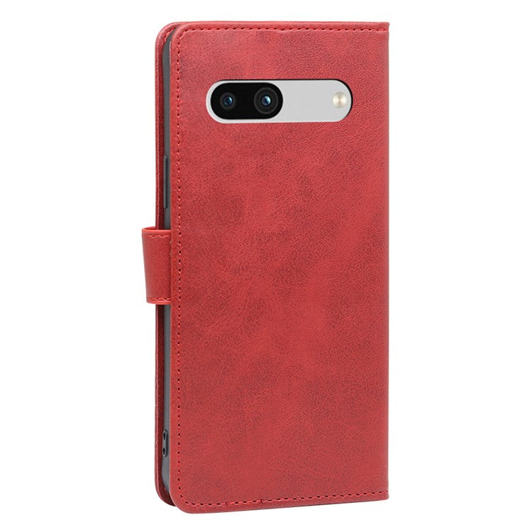 For Google Pixel 7a Calf Texture PU Leather Flip Phone Case Wallet Stand Full Protection Magnetic Closure Phone Cover - Red