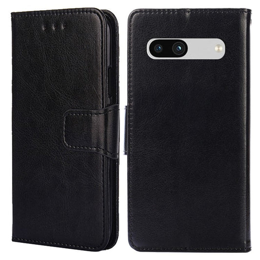 For Google Pixel 7a Textured PU Leather Phone Cover Anti-fall Folio Flip Wallet Case Foldable Stand Phone Shell - Black