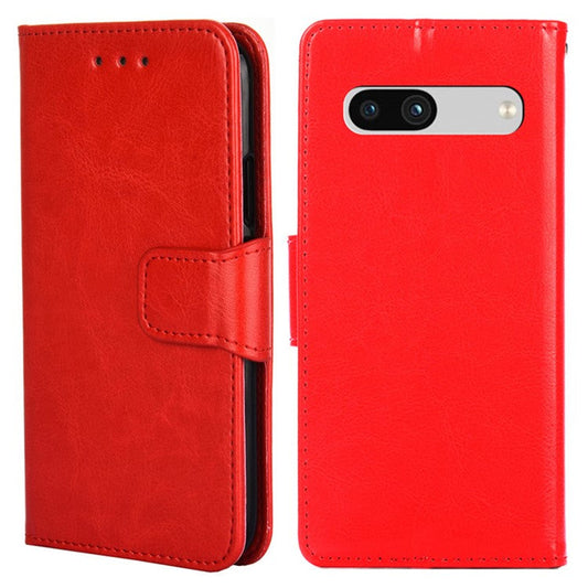 For Google Pixel 7a Textured PU Leather Phone Cover Anti-fall Folio Flip Wallet Case Foldable Stand Phone Shell - Red