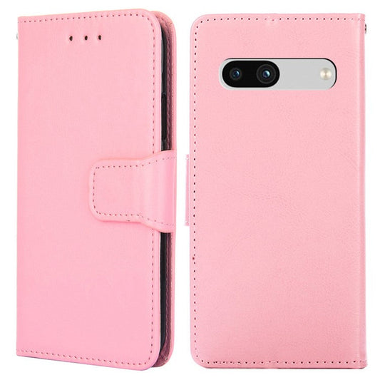 For Google Pixel 7a Textured PU Leather Phone Cover Anti-fall Folio Flip Wallet Case Foldable Stand Phone Shell - Pink