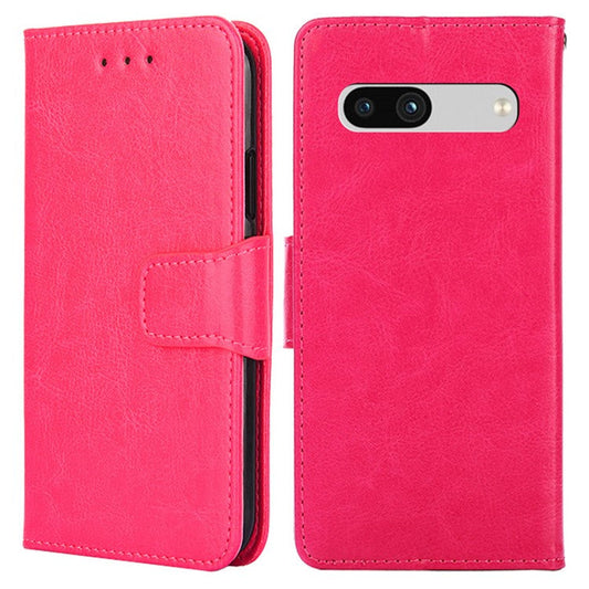 For Google Pixel 7a Textured PU Leather Phone Cover Anti-fall Folio Flip Wallet Case Foldable Stand Phone Shell - Rose