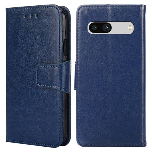 For Google Pixel 7a Textured PU Leather Phone Cover Anti-fall Folio Flip Wallet Case Foldable Stand Phone Shell - Sapphire