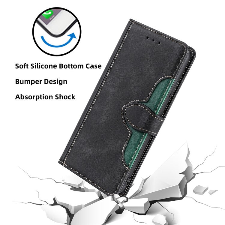 For Google Pixel 7a Straw Hat Pattern PU Leather Phone Case Shockproof Skin-touch Feeling Cell Phone Cover Stand Wallet - Black