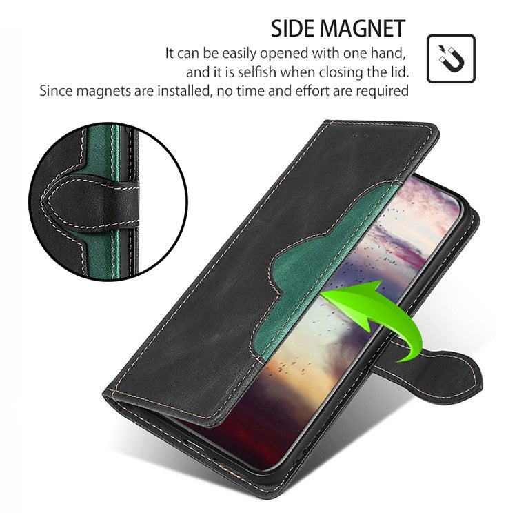 For Google Pixel 7a Straw Hat Pattern PU Leather Phone Case Shockproof Skin-touch Feeling Cell Phone Cover Stand Wallet - Black