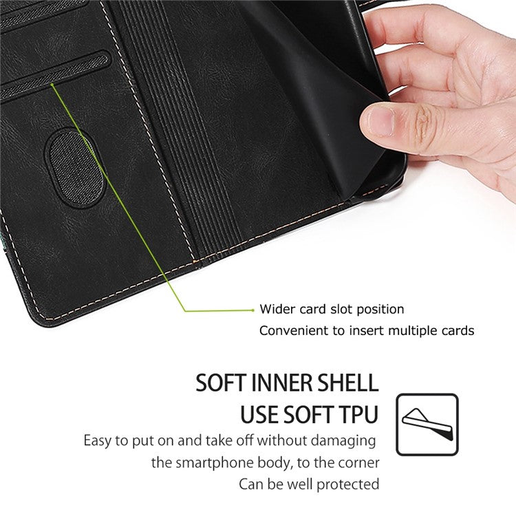 For Google Pixel 7a Straw Hat Pattern PU Leather Phone Case Shockproof Skin-touch Feeling Cell Phone Cover Stand Wallet - Black
