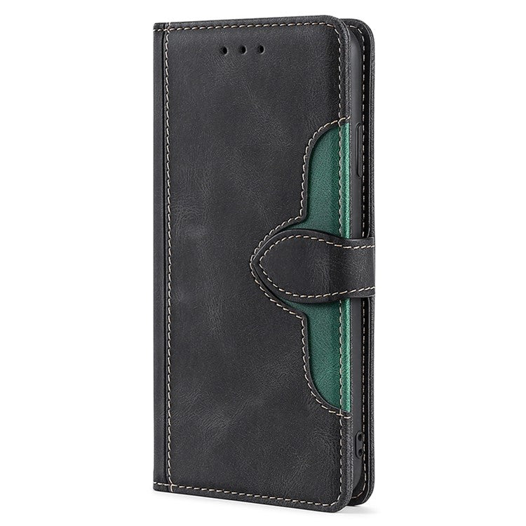 For Google Pixel 7a Straw Hat Pattern PU Leather Phone Case Shockproof Skin-touch Feeling Cell Phone Cover Stand Wallet - Black