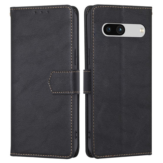 RFID Blocking Phone Cover For Google Pixel 7a, Cowhide Texture PU Leather Stand Wallet Shockproof Phone Case - Black