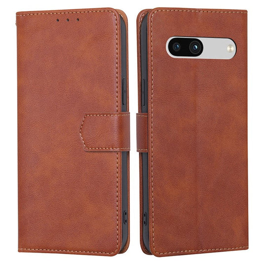RFID Blocking Phone Cover For Google Pixel 7a, Cowhide Texture PU Leather Stand Wallet Shockproof Phone Case - Brown