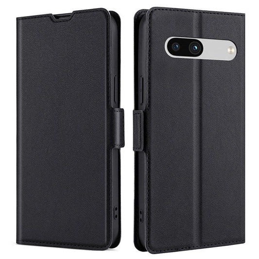 Shockproof Phone Cover For Google Pixel 7a, PU Leather Card Holder Foldable Stand Protective Phone Case - Black