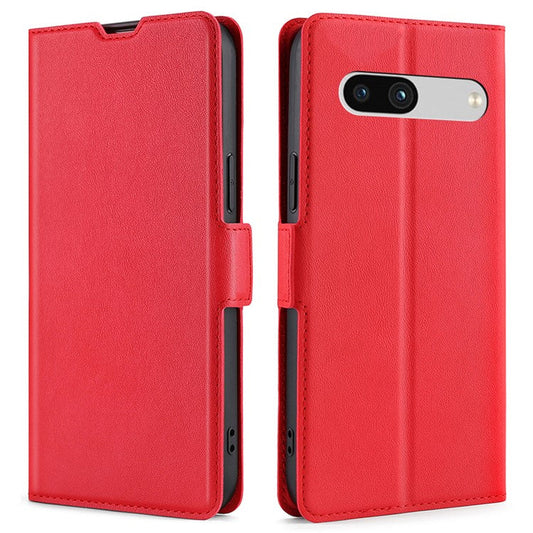Shockproof Phone Cover For Google Pixel 7a, PU Leather Card Holder Foldable Stand Protective Phone Case - Red