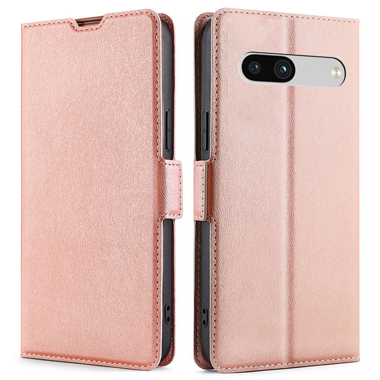 Shockproof Phone Cover For Google Pixel 7a, PU Leather Card Holder Foldable Stand Protective Phone Case - Rose Gold