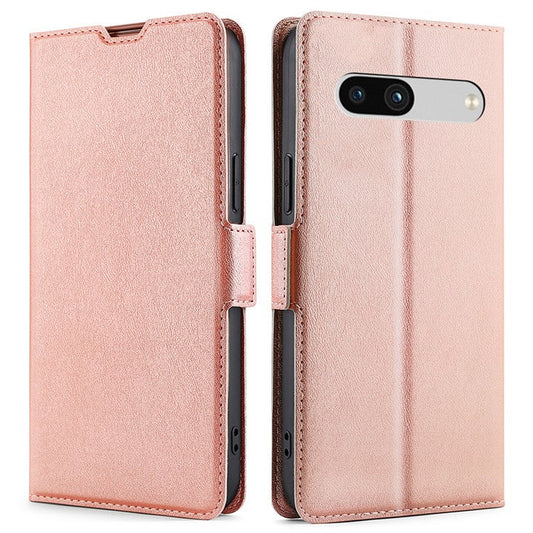 Shockproof Phone Cover For Google Pixel 7a, PU Leather Card Holder Foldable Stand Protective Phone Case - Rose Gold