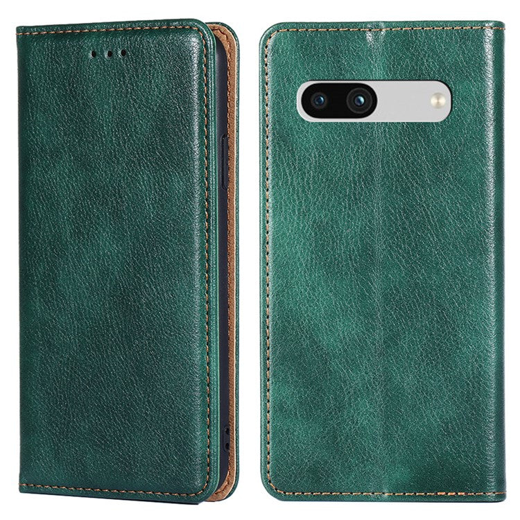 PU Leather Phone Case For Google Pixel 7a, Magnetic Auto-closing Stand Drop-proof Phone Flip Wallet Cover - Green