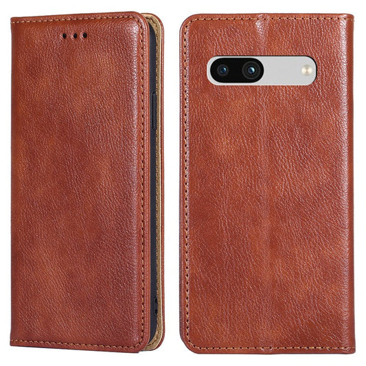 PU Leather Phone Case For Google Pixel 7a, Magnetic Auto-closing Stand Drop-proof Phone Flip Wallet Cover - Brown
