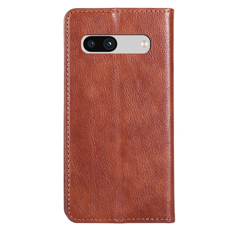 PU Leather Phone Case For Google Pixel 7a, Magnetic Auto-closing Stand Drop-proof Phone Flip Wallet Cover - Brown