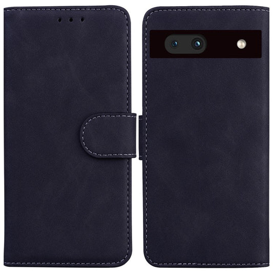 For Google Pixel 7a Drop Protection PU Leather Wallet Case Solid Color Shockproof Phone Stand Cover - Black