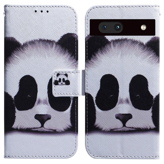 For Google Pixel 7a PU Leather Folio Wallet Case Pattern Printing Stand Magnetic Closure Phone Cover - Panda