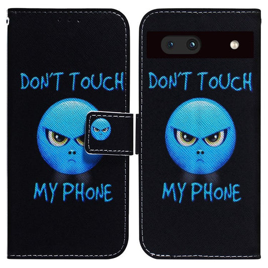 For Google Pixel 7a PU Leather Folio Wallet Case Pattern Printing Stand Magnetic Closure Phone Cover - Don't Touch My Phone