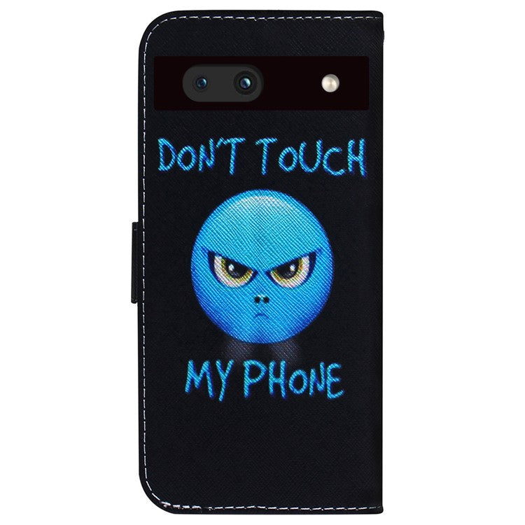 For Google Pixel 7a PU Leather Folio Wallet Case Pattern Printing Stand Magnetic Closure Phone Cover - Don't Touch My Phone
